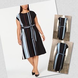 16W 24W Alfani Black & Blue Stripe Dress Plus Size